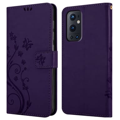 OnePlus 9 PRO lommebokdeksel Blomster (Lilla)