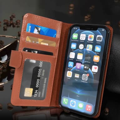 iPhone 13 MINI lommebokdeksel case (brun)