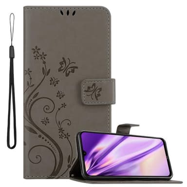 Xiaomi RedMi NOTE 8 lommebokdeksel Blomster (grå)