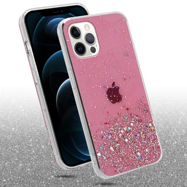 iPhone 12 / 12 PRO Silikondeksel Glitter (rosa)