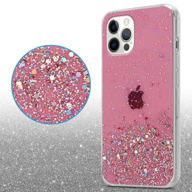 iPhone 12 / 12 PRO Silikondeksel Glitter (rosa)