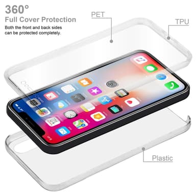 iPhone X / XS Deksel 360 Case Cover (gjennomsiktig)