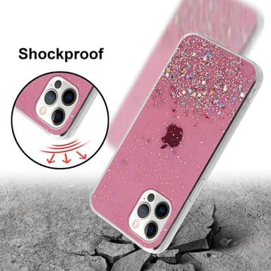 iPhone 12 / 12 PRO Silikondeksel Glitter (rosa)