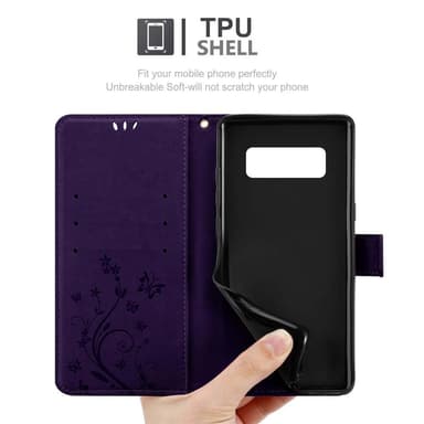 Samsung Galaxy NOTE 8 lommebokdeksel Blomster (lilla)
