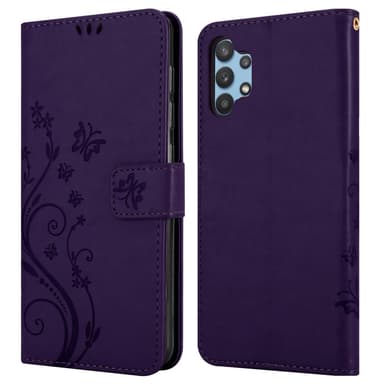 Samsung Galaxy A32 5G lommebokdeksel Blomster (lilla)