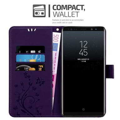 Samsung Galaxy NOTE 8 lommebokdeksel Blomster (lilla)