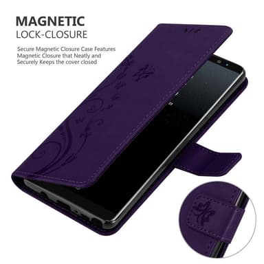 Samsung Galaxy NOTE 8 lommebokdeksel Blomster (lilla)