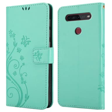 LG K51S lommebokdeksel Blomster (Turkis)