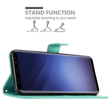 Samsung Galaxy S9 PLUS lommebokdeksel Blomster (turkis)