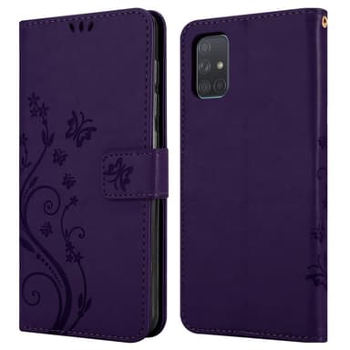 Samsung Galaxy A71 4G lommebokdeksel Blomster (lilla)
