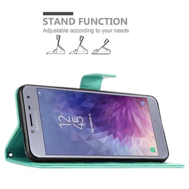 Samsung Galaxy J4 2018 lommebokdeksel Blomster (turkis)