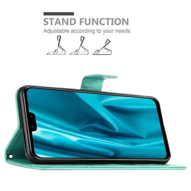 Huawei Y9 2019 lommebokdeksel Blomster (turkis)