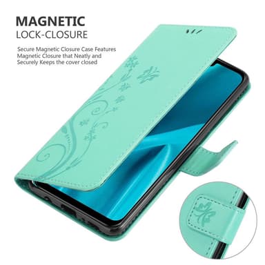 Huawei Y9 2019 lommebokdeksel Blomster (turkis)
