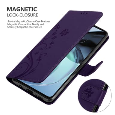 Motorola MOTO G72 lommebokdeksel Blomster (Lilla)