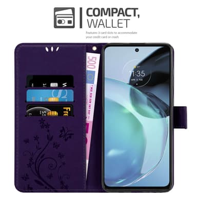 Motorola MOTO G72 lommebokdeksel Blomster (Lilla)