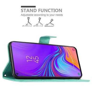 Samsung Galaxy A8s lommebokdeksel Blomster (turkis)