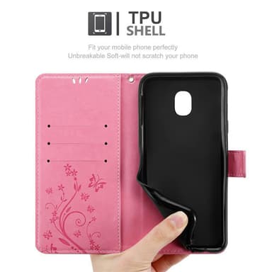 Samsung Galaxy J3 2017 lommebokdeksel Blomster (rosa)