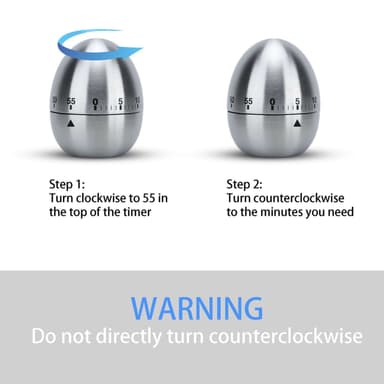 Egg Timer Rustfritt stål Kjøkken Timer (sølv)