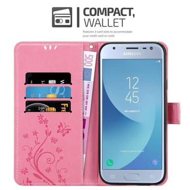 Samsung Galaxy J3 2017 lommebokdeksel Blomster (rosa)