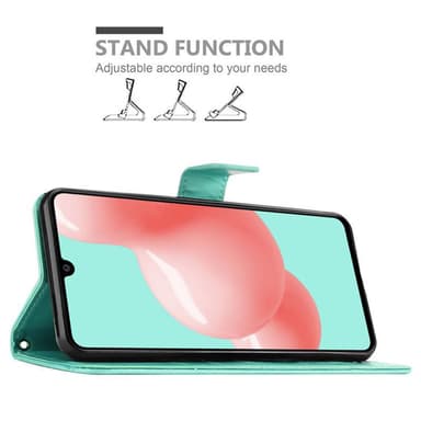 Samsung Galaxy A41 lommebokdeksel Blomster (turkis)