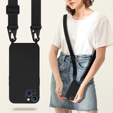 Deksel iPhone 13 med Halskjede (svart)