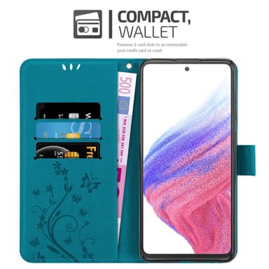 Samsung Galaxy A53 5G lommebokdeksel Blomster (blå)