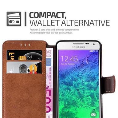 Samsung Galaxy ALPHA lommebokdeksel etui (brun)