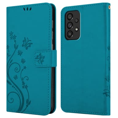 Samsung Galaxy A53 5G lommebokdeksel Blomster (blå)