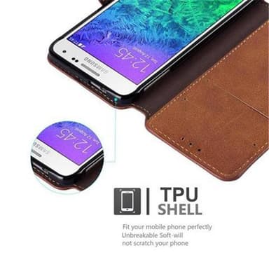 Samsung Galaxy ALPHA lommebokdeksel etui (brun)