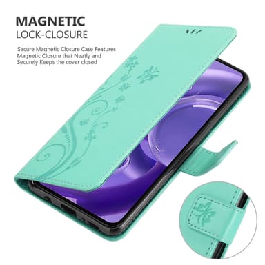 Motorola EDGE 30 NEO lommebokdeksel Blomster (Turkis)