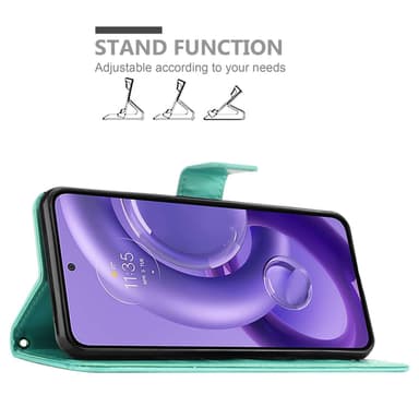 Motorola EDGE 30 NEO lommebokdeksel Blomster (Turkis)