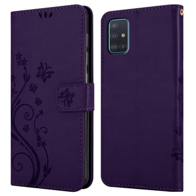 Samsung Galaxy A51 5G lommebokdeksel Blomster (lilla)