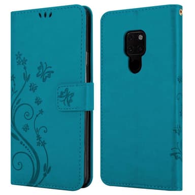 Huawei MATE 20 lommebokdeksel Blomster (blå)