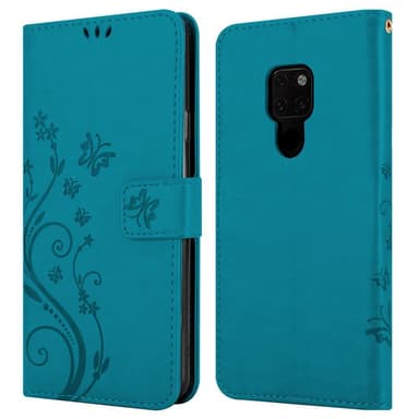 Huawei MATE 20 lommebokdeksel Blomster (blå)
