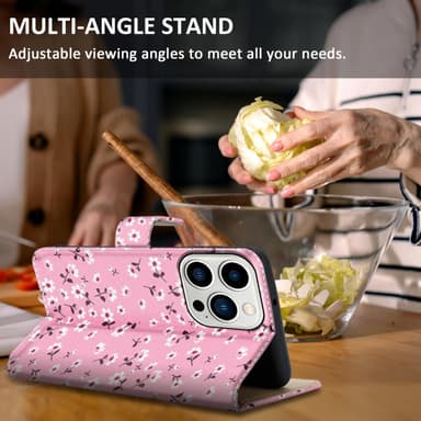 iPhone 14 PRO MAX lommebokdeksel etui (rosa)