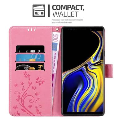 Samsung Galaxy NOTE 9 lommebokdeksel Blomster (rosa)