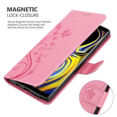Samsung Galaxy NOTE 9 lommebokdeksel Blomster (rosa)