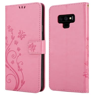 Samsung Galaxy NOTE 9 lommebokdeksel Blomster (rosa)