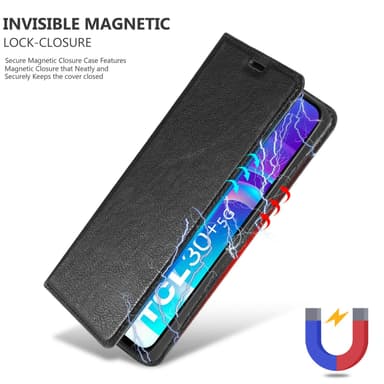 TCL 30 (4G / 5G) / 30+ lommebokdeksel case (svart)