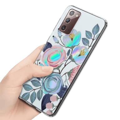 Samsung Galaxy NOTE 20 lommebokdeksel Blomster (hvit)
