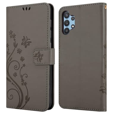 Samsung Galaxy A32 5G lommebokdeksel Blomster (grå)