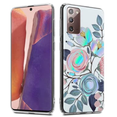Samsung Galaxy NOTE 20 lommebokdeksel Blomster (hvit)