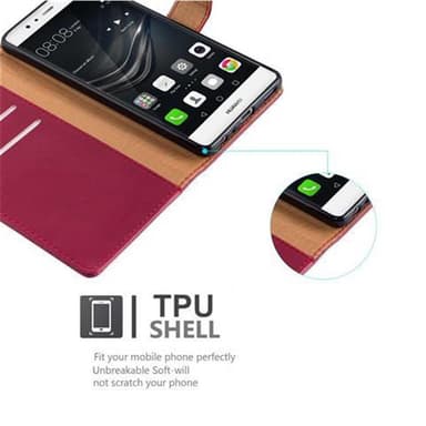 Huawei P9 lommebokdeksel etui (rød)