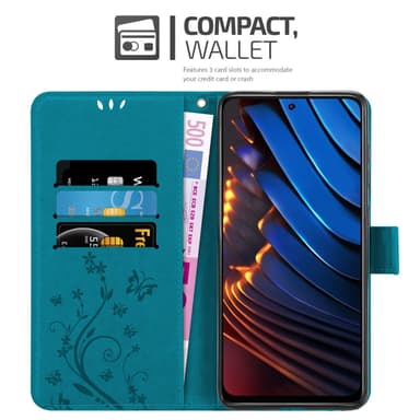 Xiaomi POCO X3 GT lommebokdeksel Blomster (blå)