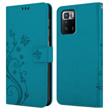Xiaomi POCO X3 GT lommebokdeksel Blomster (blå)