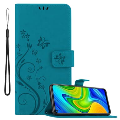Xiaomi RedMi NOTE 9 lommebokdeksel Blomster (Blå)