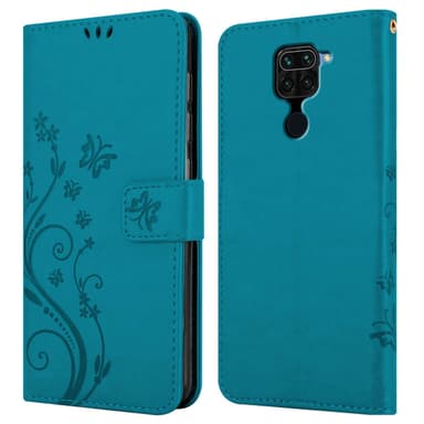 Xiaomi RedMi NOTE 9 lommebokdeksel Blomster (Blå)