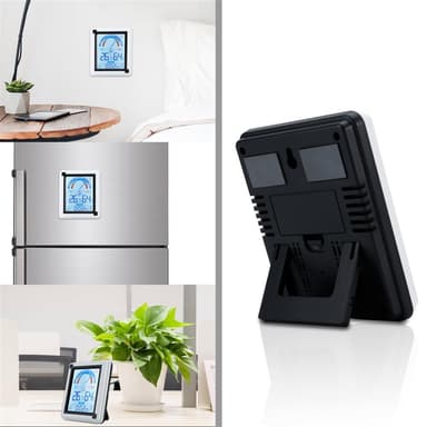 Termometer LCD Touch Termometer med klokke (hvit)