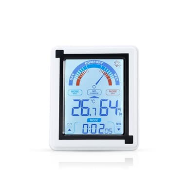 Termometer LCD Touch Termometer med klokke (hvit)