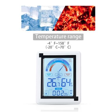 Termometer LCD Touch Termometer med klokke (hvit)